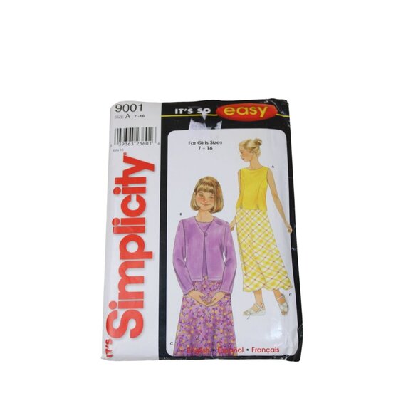 UNCUT Simplicity 9001 Pattern Girls Top Skirt Jacket SZ 7-16 93602 Vintage - Picture 1 of 5